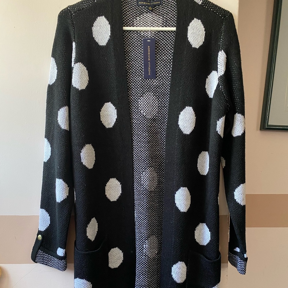 Adrienne Vitadini Polka Dot mid sleeve sweater